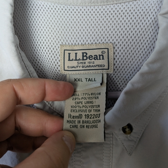 L.L BEAN Vintage Men Button Down Shirt Long Sleeve Size XXL TALL off White Cream - Picture 3 of 11
